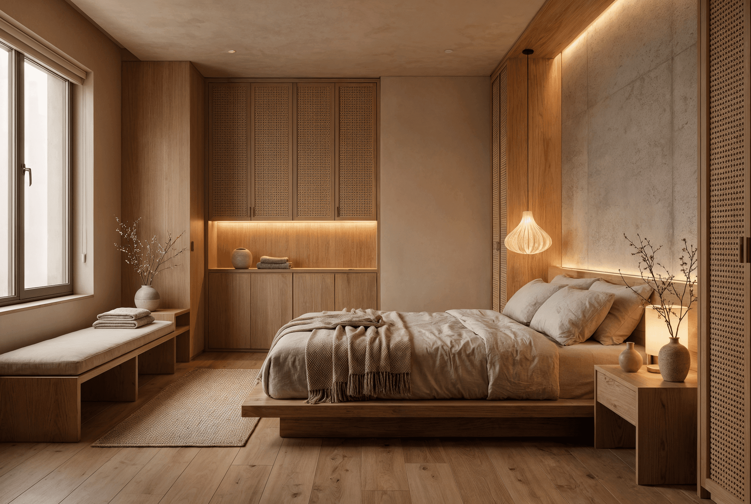 wood bedroom panorama
